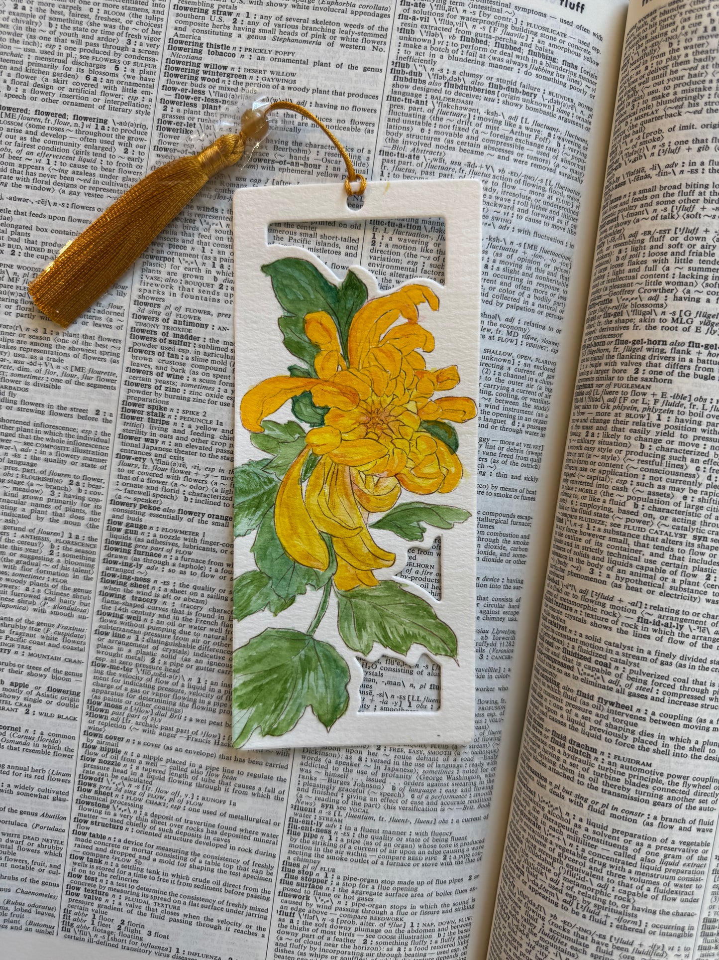 Yellow Dahlia, Watercolour Bookmark