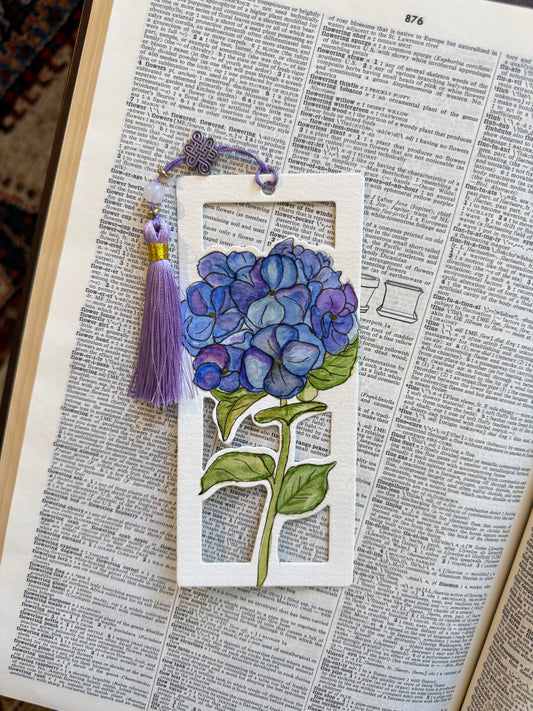 Hydrangea Flower, watercolour bookmark