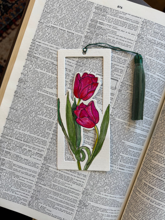 Tulips, watercolour bookmark